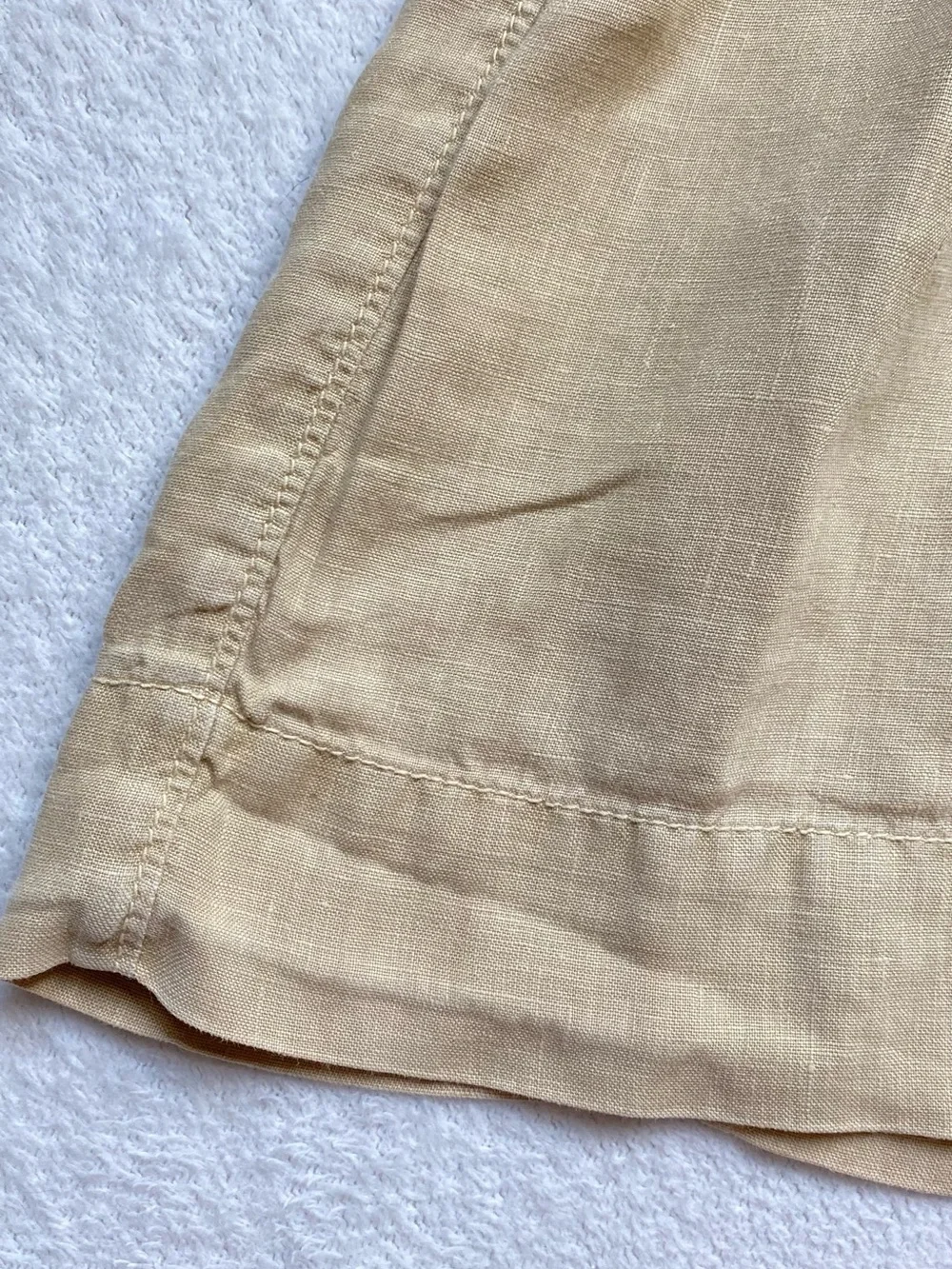 J.Crew Linen Vintage Mini Skirt Beige Size 8 Drawstring Elastic Waist A-Line